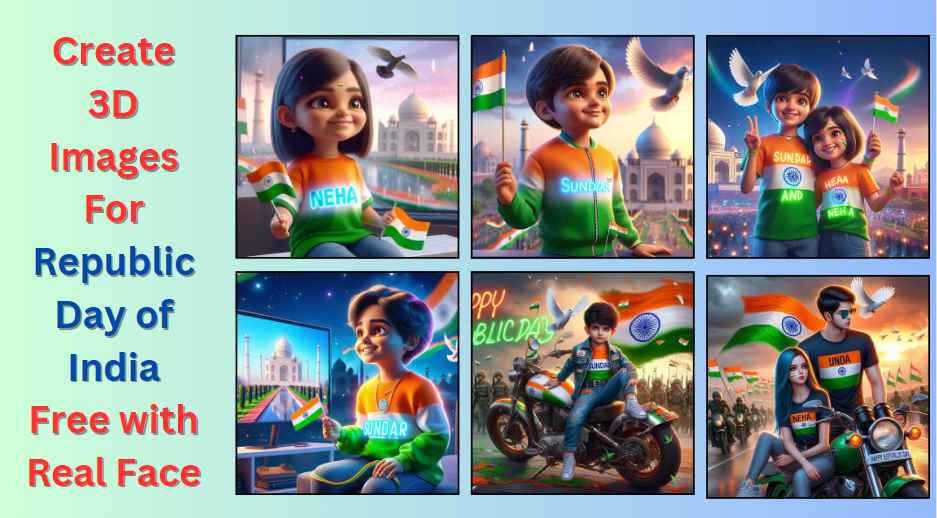 26 january republic day of india 3d images copy and paste prompts using bing ai image creator for boys girls and couples
