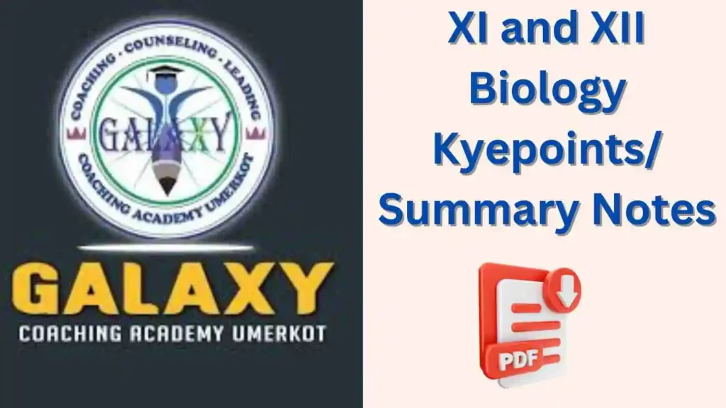 XI and XII Biology Mdcat Keypoints/Short notes